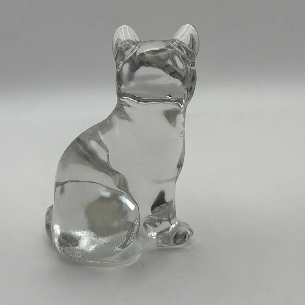 Fenton Cat Art Glass Clear Sitting Kitty Figurine 4